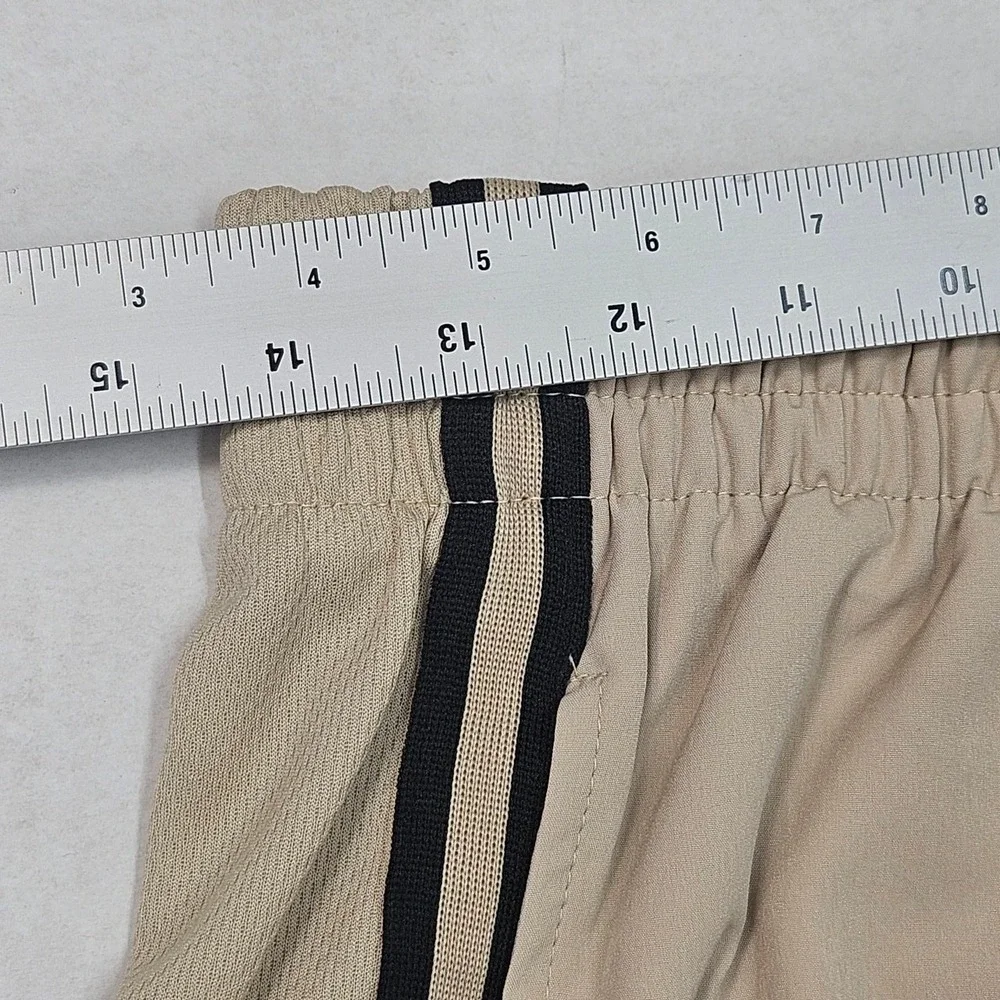 NBA Men's Beige Track Jogger Pants Logo Side Stripes‎ Size Small Zip Ankle Cuff